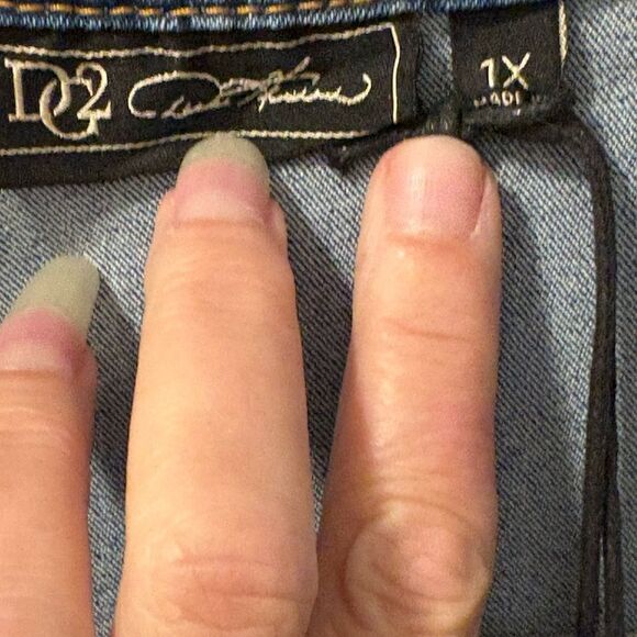 D2 Diane Gilman Virtual Stretch Blue Denim New Jean Jacket Size 1X Oversized - Picture 2 of 6